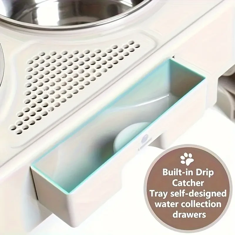Comederos elevados para perros: soporte elevado ajustable con diseño antideslizante y cuencos de acero inoxidable