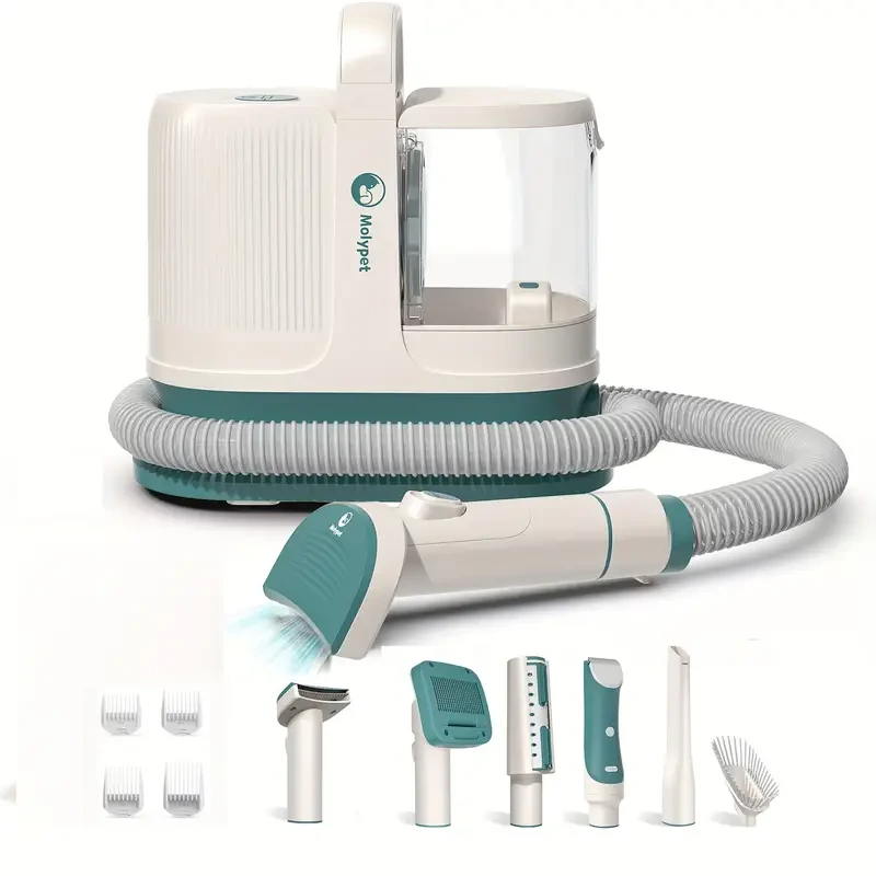 Kit de aseo para perros: aspiradora de 1,3 l, silenciosa, con 6 herramientas y 4 peines