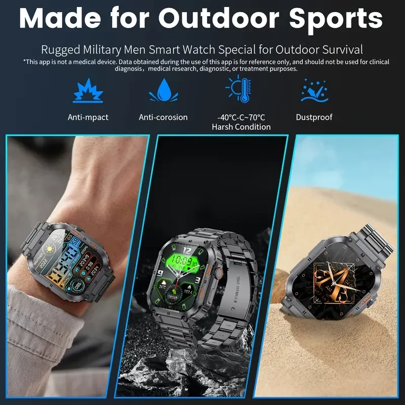 Pulsera inteligente para hombre: reloj inteligente con llamadas y música inalámbricas y modo multideporte.
