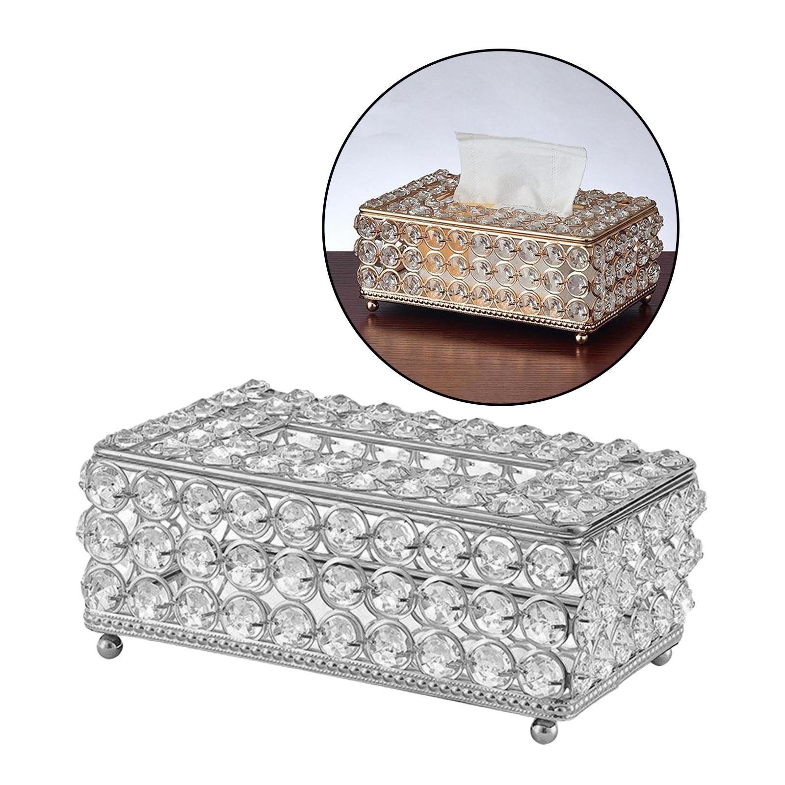 Caja de pañuelos de cristal plateado para decoración de casa