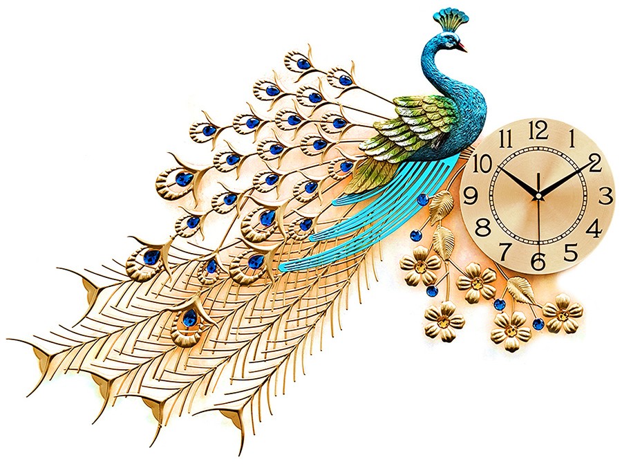 Reloj de pared de pavo real