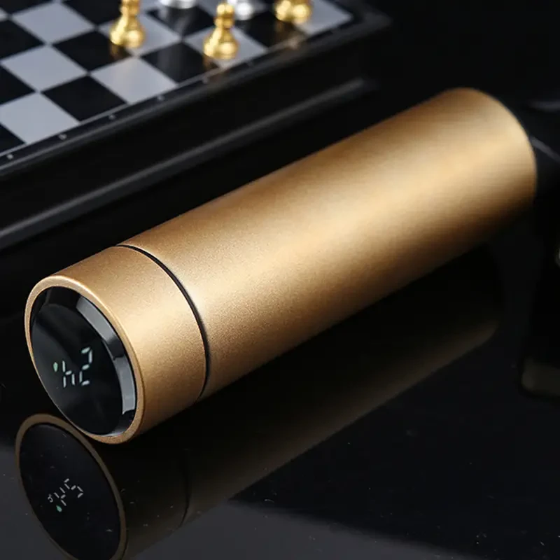 Botella de vacío con indicador de temperatura - Botella de agua térmica de 500 ml, taza de viaje