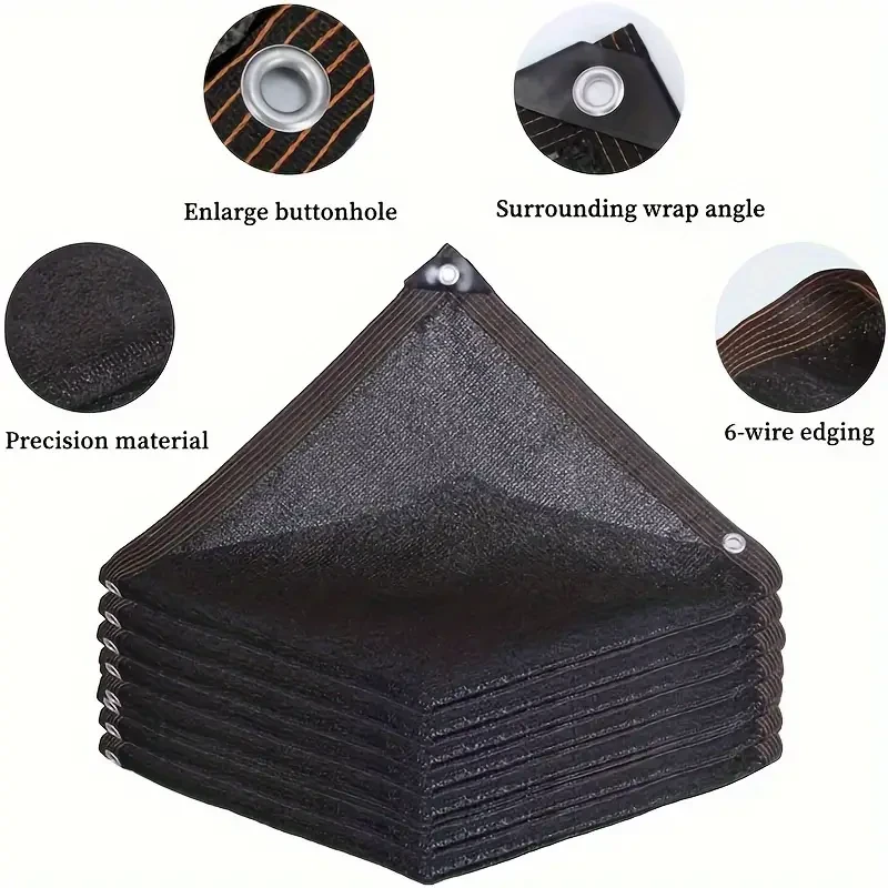 Tela parasol extragrande negra con ojales - Malla de HDPE para invernaderos, patios, plantas y cenadores