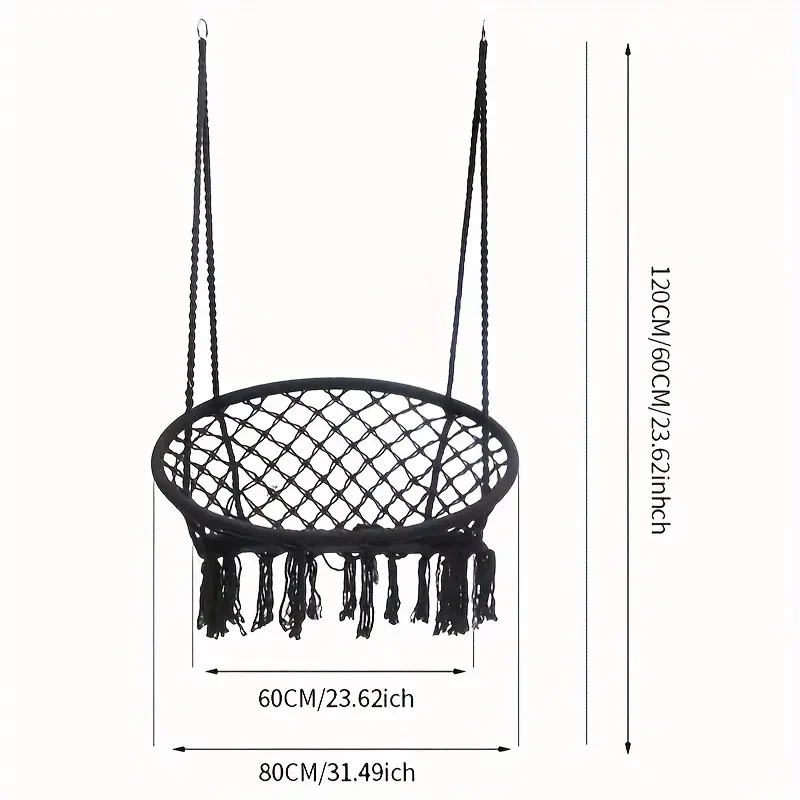 Hamaca colgante de cuerda de algodón con macramé, malla tejida a mano para interior y exterior.