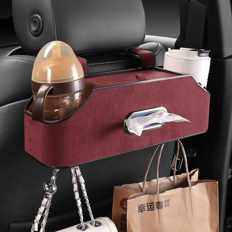 Organizador multifuncional para portavasos y caja de pañuelos para coche