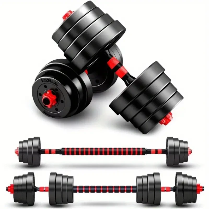 Juego de mancuernas ajustables de 20/30/40/60/80 lb, peso libre, convertibles en barra, ligeras para gimnasio en casa.