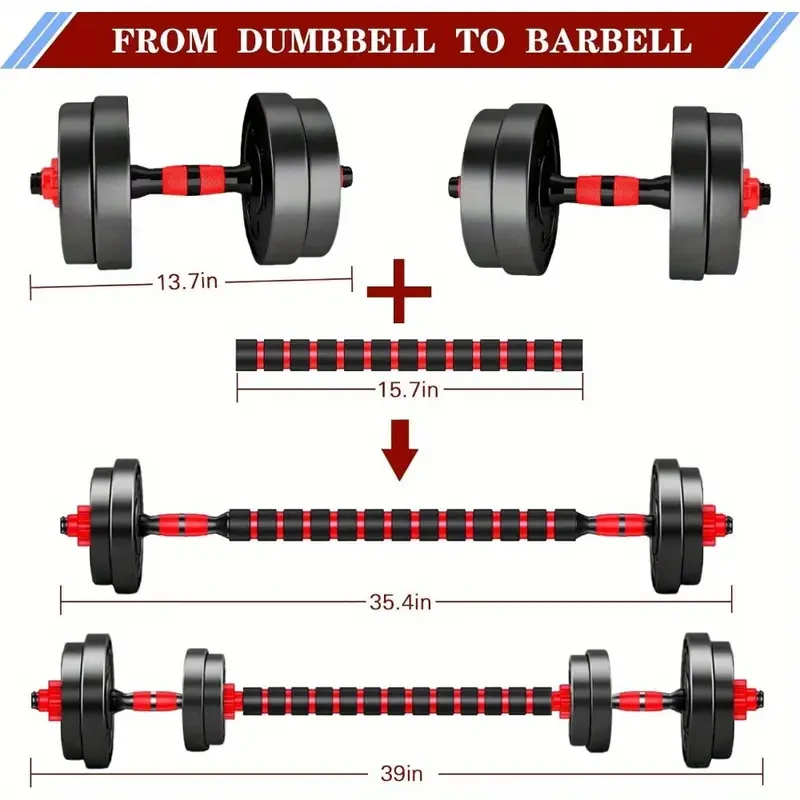 Juego de mancuernas ajustables de 20/30/40/60/80 lb, peso libre, convertibles en barra, ligeras para gimnasio en casa.