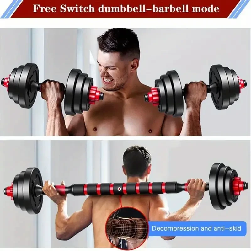 Juego de mancuernas ajustables de 20/30/40/60/80 lb, peso libre, convertibles en barra, ligeras para gimnasio en casa.