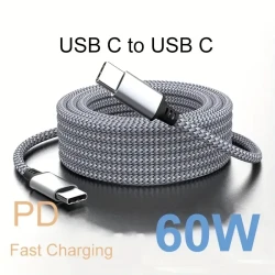 Cable USB C-To-C de 60 W: cable de carga rápida de 1,8 m para iPhone 15 Plus, Pro Max, teléfonos Android y portátiles