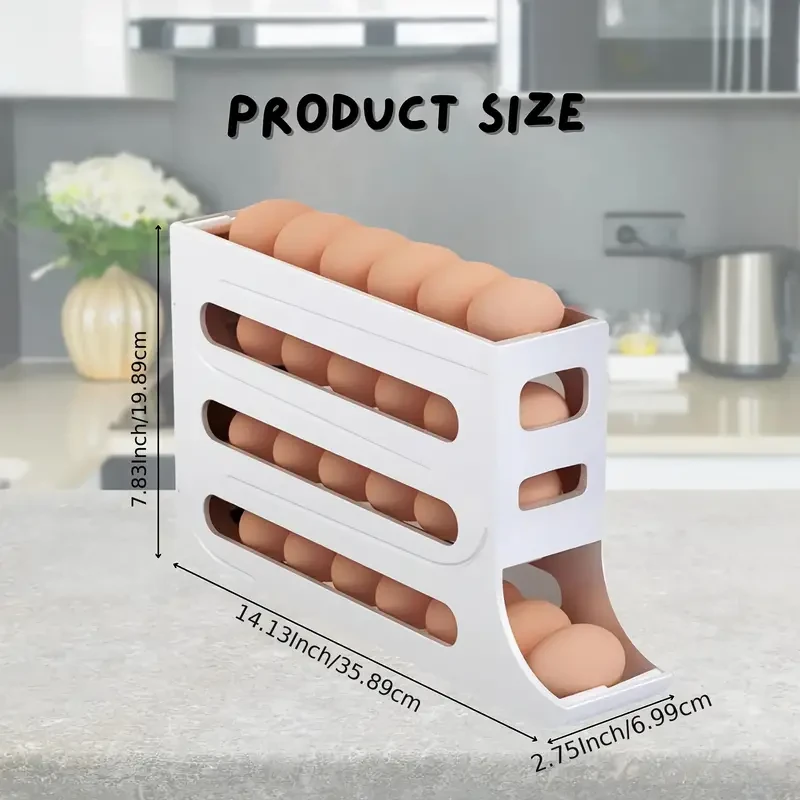 Rejilla automática para huevos con ruedas: organizador y dispensador de huevos para cocina que ahorra espacio
