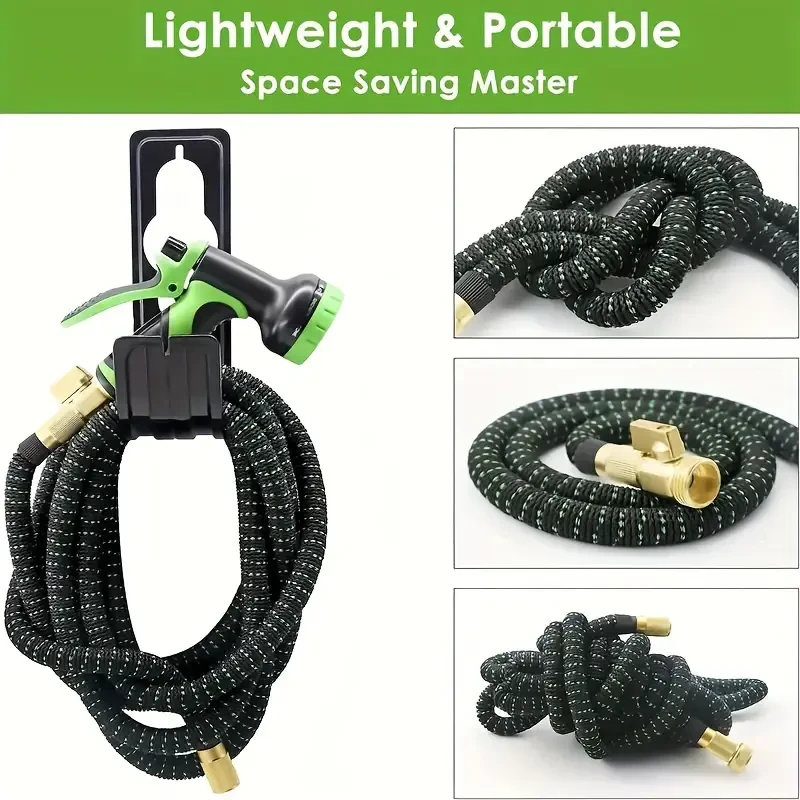 Manguera de jardín extensible de 30 m (100 pies) - Manguera flexible y engrosada con boquilla de 10 funciones y conectores de latón a prueba de fugas de 19 mm (3/4")