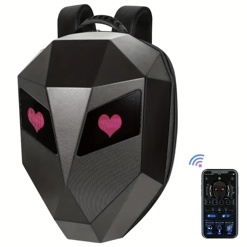 Mochila LED para motociclista con carcasa rígida, compartimento para casco y compartimento impermeable para portátil - Bolsa de camping para exteriores de 19 pulgadas