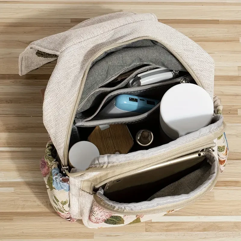 Mochila multifuncional de estilo étnico bohemio: bolso convertible para hombro, pecho y un solo hombro.