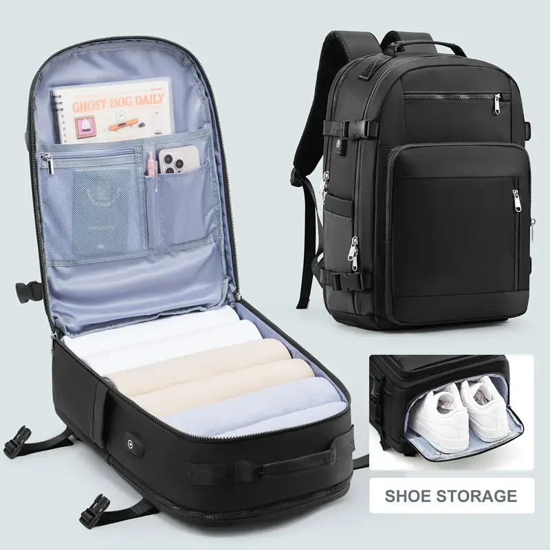 Mochila versátil con compartimento para zapatos: ideal para senderismo urbano, viajes diarios, portátil y fitness.