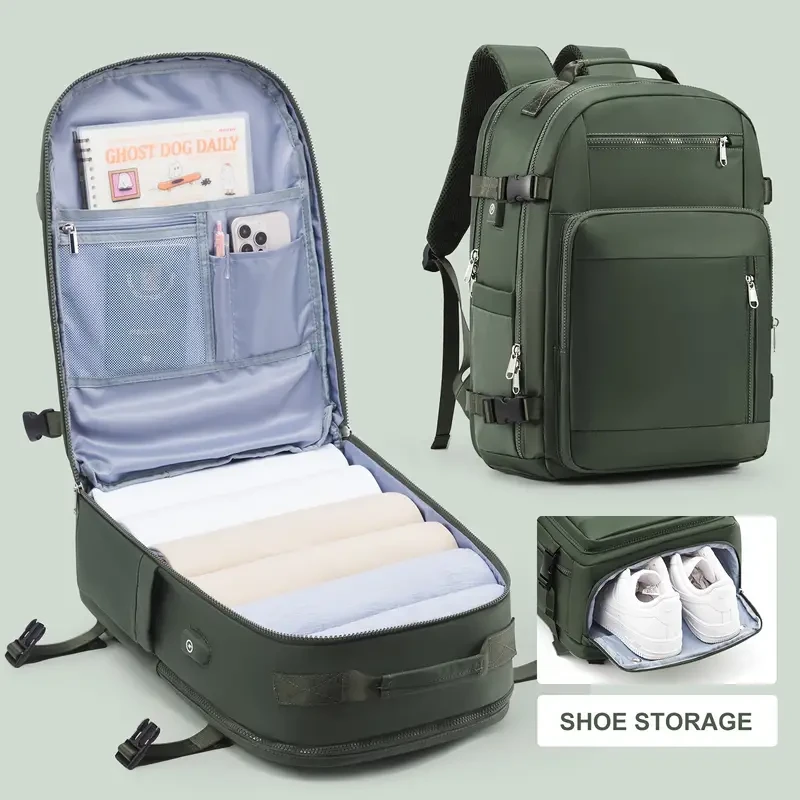 Mochila versátil con compartimento para zapatos: ideal para senderismo urbano, viajes diarios, portátil y fitness.