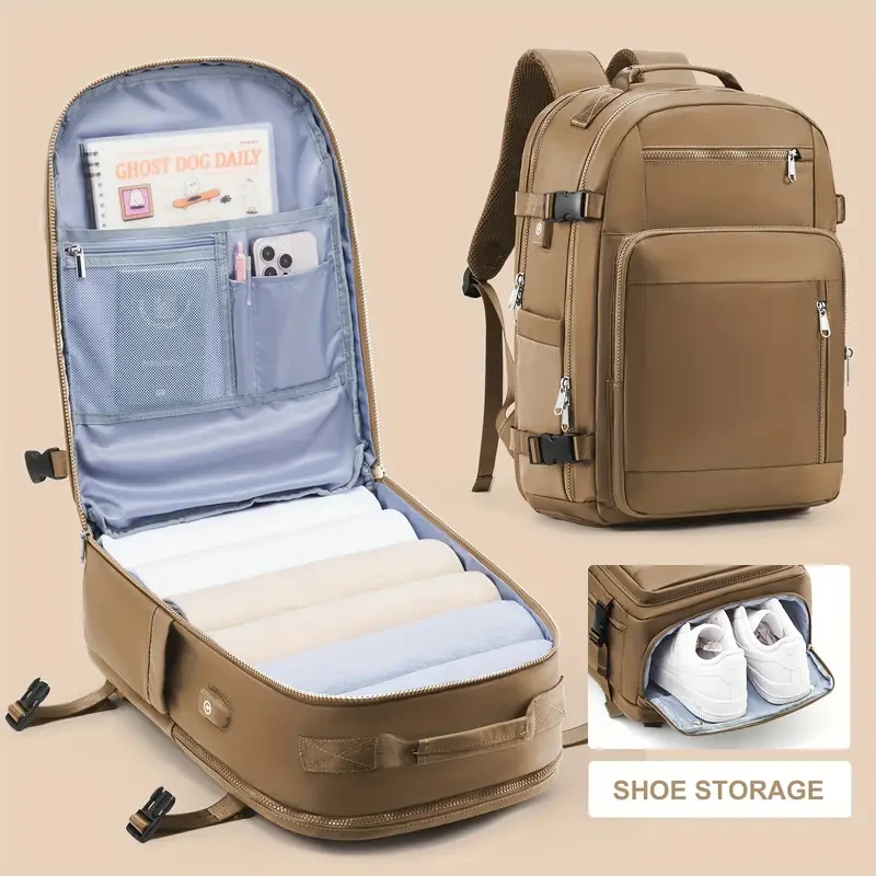 Mochila versátil con compartimento para zapatos: ideal para senderismo urbano, viajes diarios, portátil y fitness.