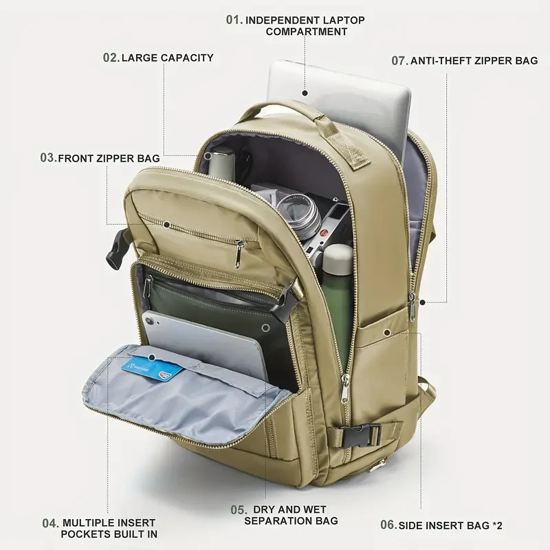 Mochila versátil con compartimento para zapatos: ideal para senderismo urbano, viajes diarios, portátil y fitness.