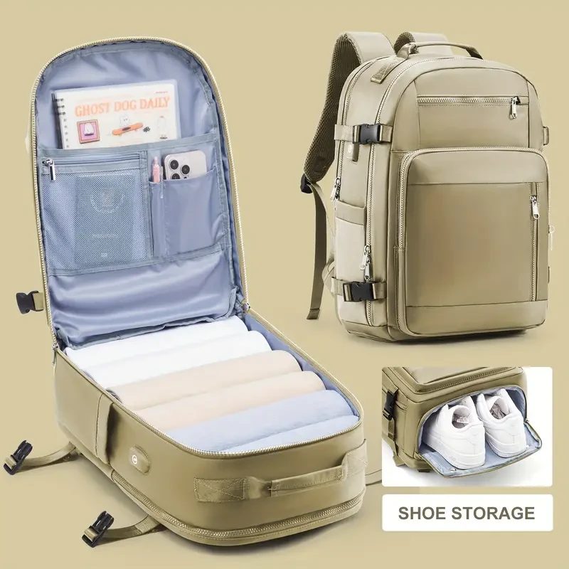 Mochila versátil con compartimento para zapatos: ideal para senderismo urbano, viajes diarios, portátil y fitness.