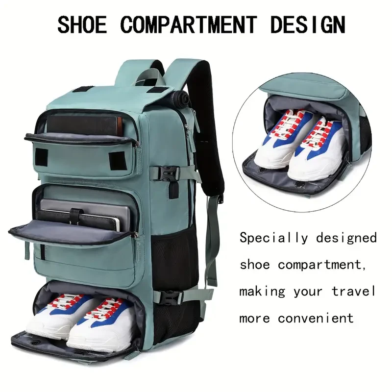 Mochila de trekking multifuncional para hombre con correas ajustables y compartimento para calzado: mochila impermeable y duradera para exteriores.