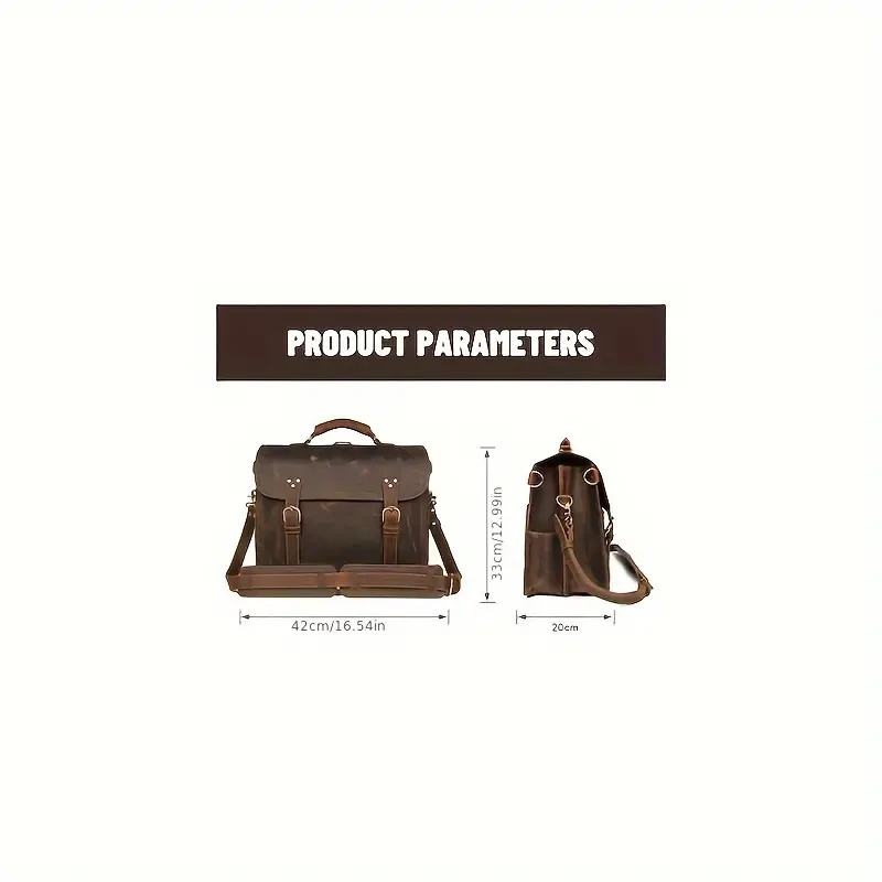 Bolso de ordenador vintage de cuero para hombre: bolso de mano y bandolera de negocios