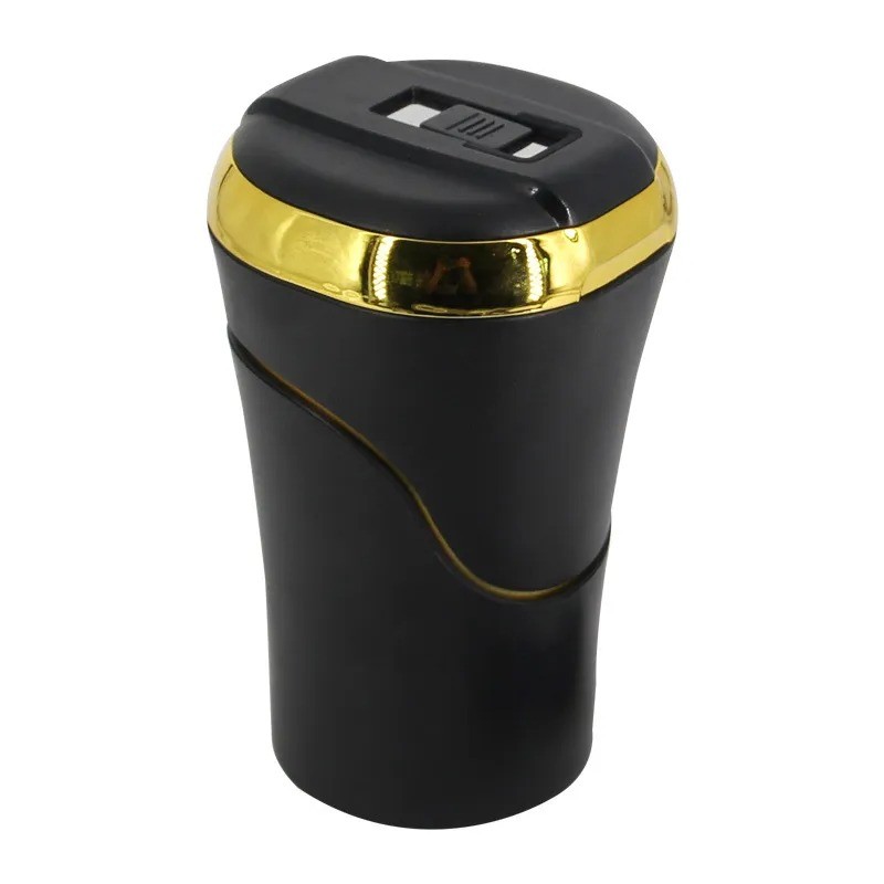 Cenicero de coche recargable por USB, sin humo, con luz LED