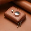 Cartera delgada de cuero con cremallera inteligente RFID