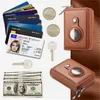 Cartera delgada de cuero con cremallera inteligente RFID