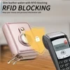 Cartera delgada de cuero con cremallera inteligente RFID