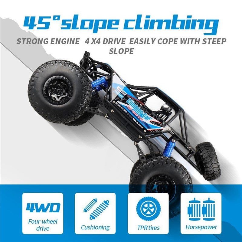 Coche RC recargable, 1:10, supergrande, todoterreno, alta velocidad, azul