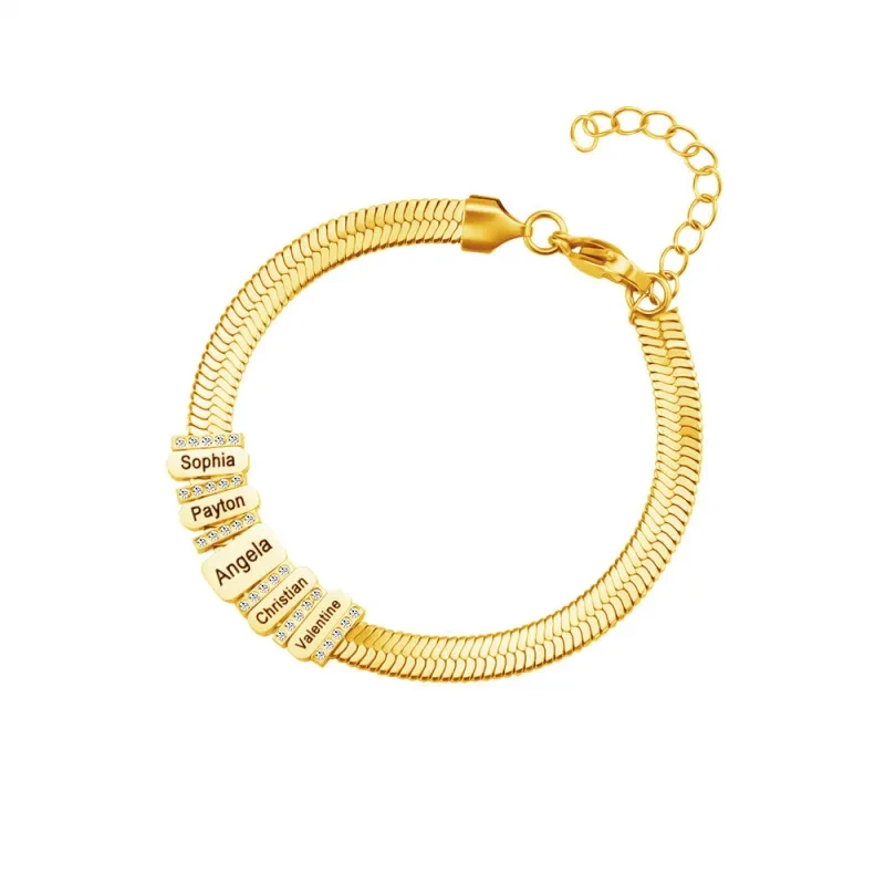 Pulsera de cuentas con nombres personalizados de acero inoxidable