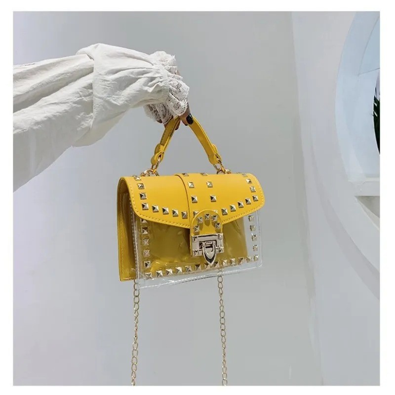 Nuevo bolso transparente con remaches de moda para mujer