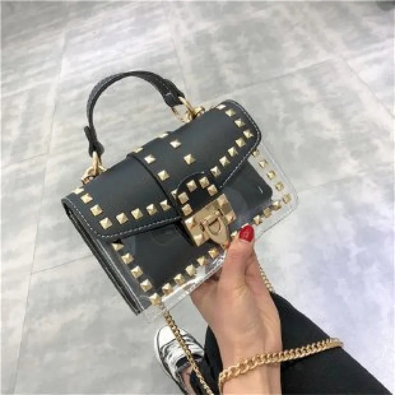 Nuevo bolso transparente con remaches de moda para mujer