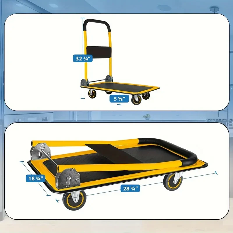 Carrito de empuje plegable mejorado - Capacidad de 330 lb