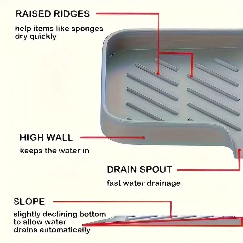 Jabonera de silicona - Soporte para fregadero de baño y cocina
