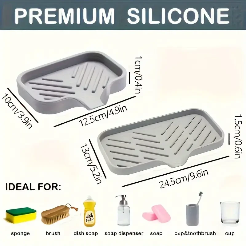 Jabonera de silicona - Soporte para fregadero de baño y cocina