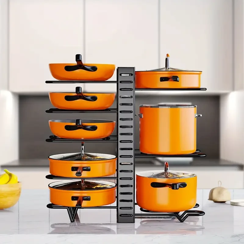 Organizador de ollas de 8 niveles - Almacenamiento para gabinetes de cocina