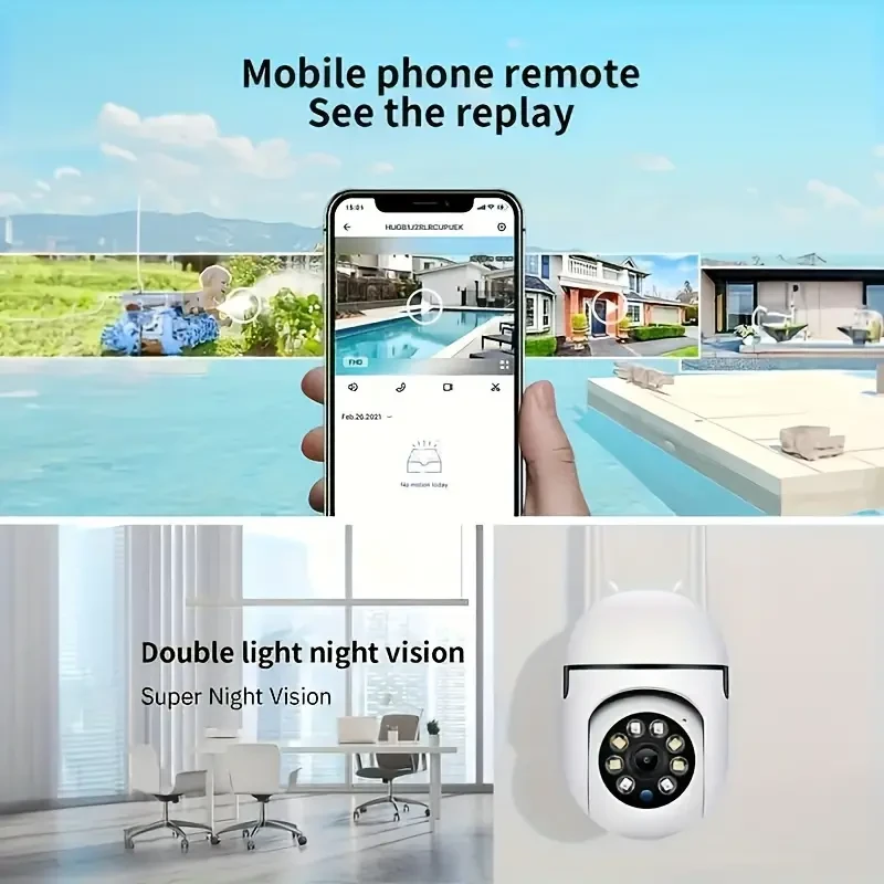 Cámara de seguridad esférica inalámbrica 1080P - Detección de movimiento panorámica