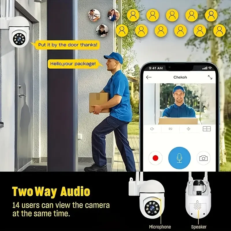Cámara de seguridad esférica inalámbrica 1080P - Detección de movimiento panorámica