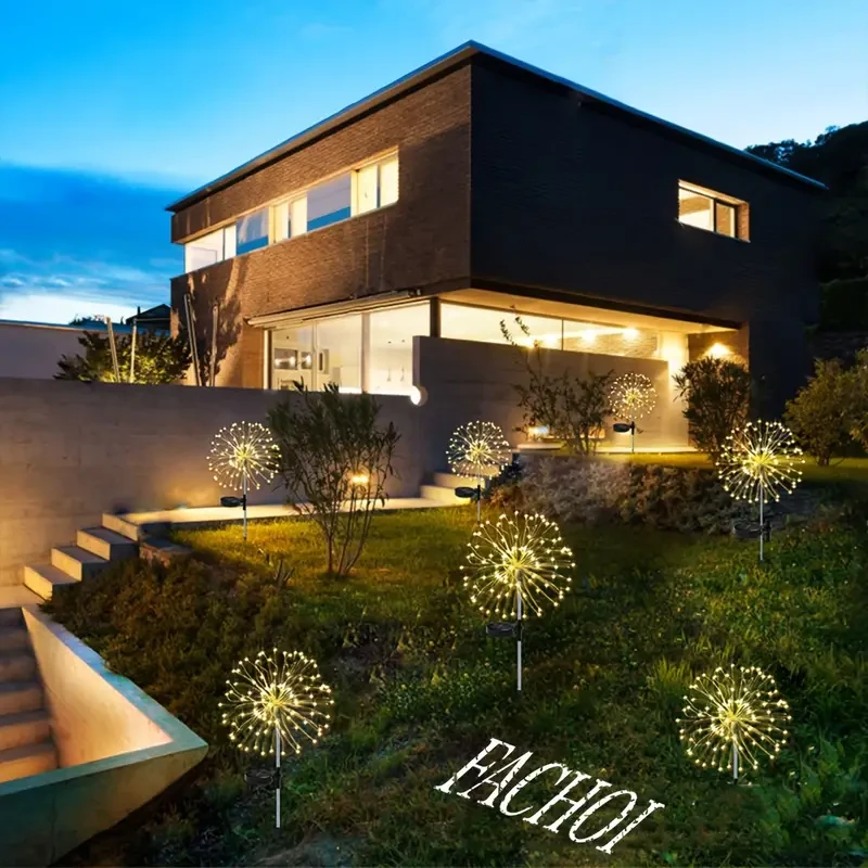 Luces solares de fuegos artificiales: 8 modos de iluminación ajustables para decoración de jardín y festividades.