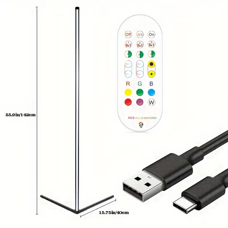 Luz ambiental de esquina de pared RGB - Control remoto con música y temporizador