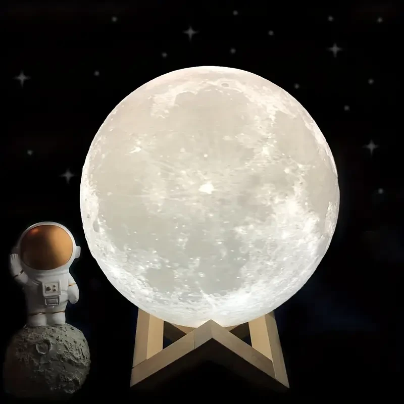 Lámpara de luna recargable - Control remoto y táctil, luz nocturna regulable