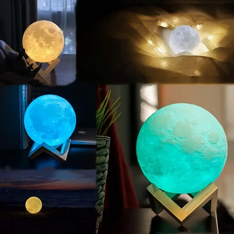 Lámpara de luna recargable - Control remoto y táctil, luz nocturna regulable