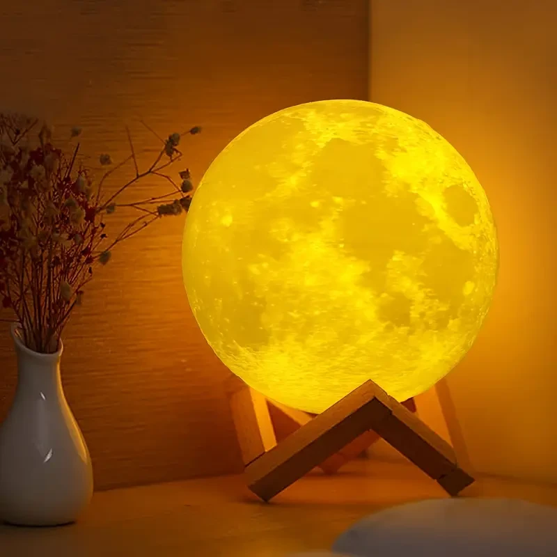 Lámpara de luna recargable - Control remoto y táctil, luz nocturna regulable