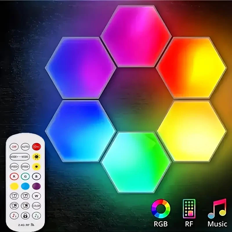 Apliques LED de pared hexagonales: lámparas RGB modulares táctiles