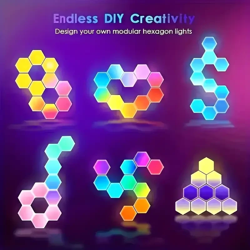 Apliques LED de pared hexagonales: lámparas RGB modulares táctiles