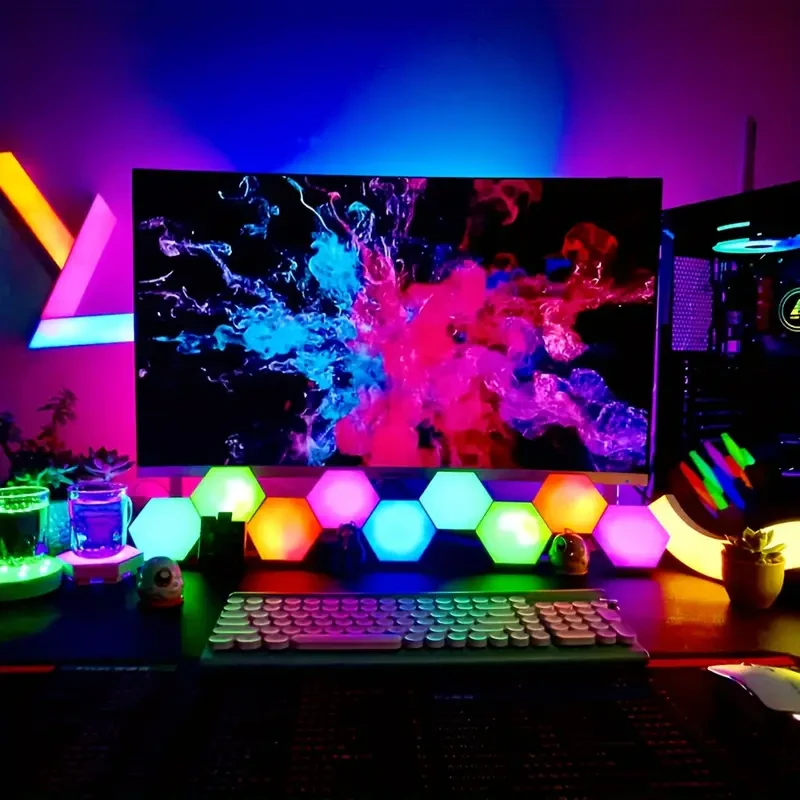 Apliques LED de pared hexagonales: lámparas RGB modulares táctiles