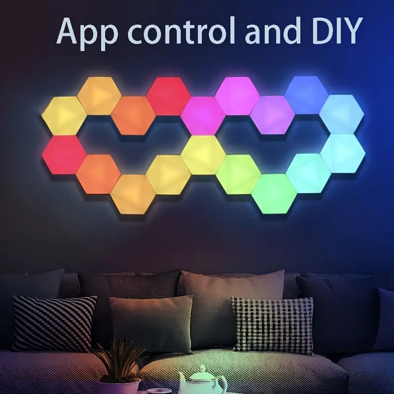 Apliques LED de pared hexagonales: lámparas RGB modulares táctiles
