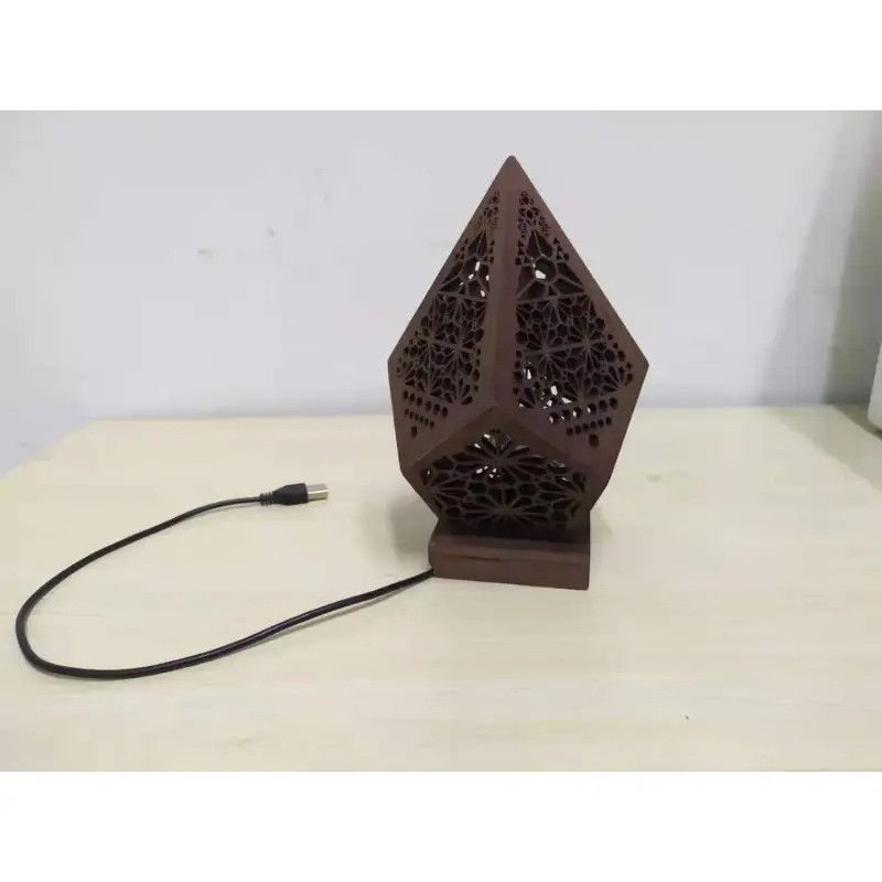 Lámpara de noche con proyección LED hueca de madera