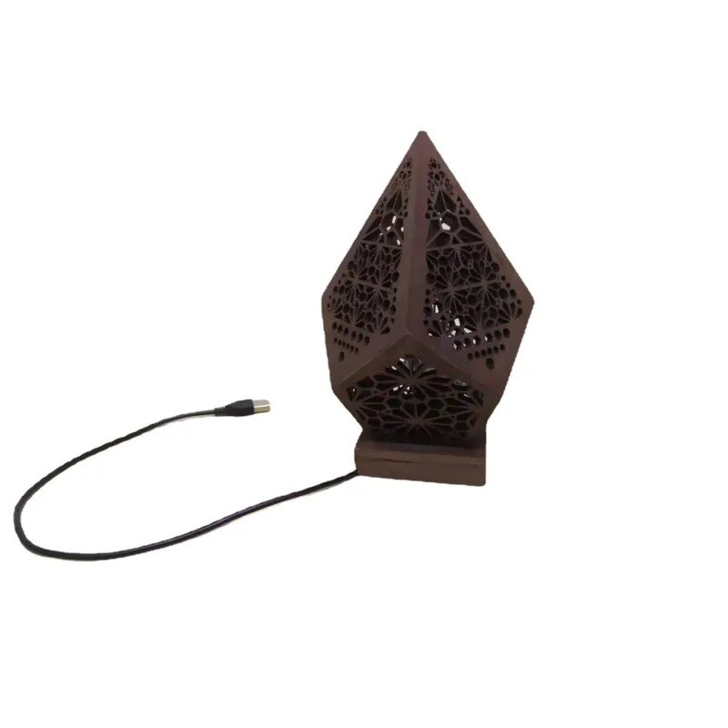 Lámpara de noche con proyección LED hueca de madera