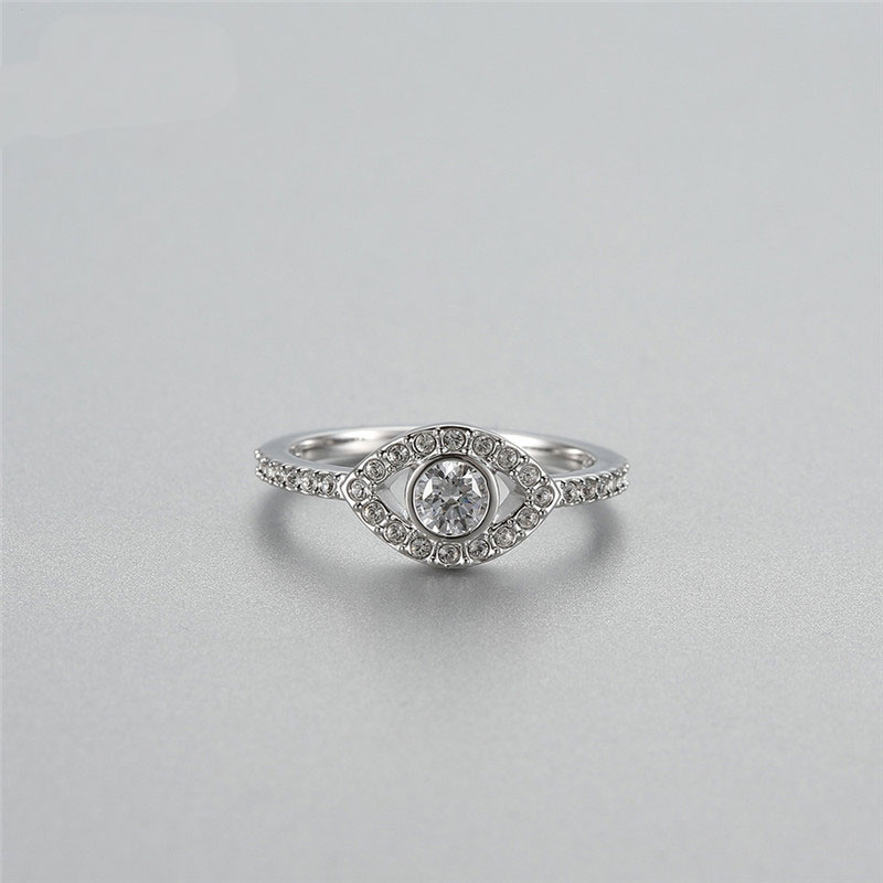 Anillo de ojo de cristal de plata para mujer